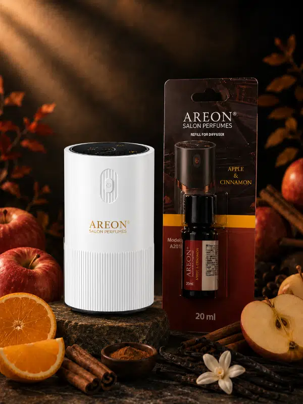 Areon Aromatik Difüzör Beyaz (Pleksi) + Apple Cinnamon