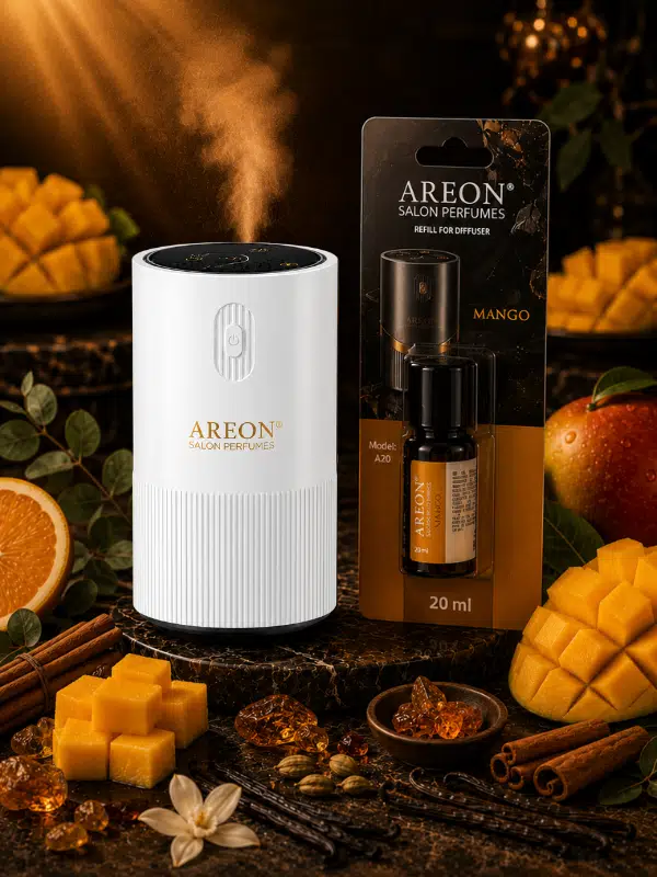 Areon Aromatik Difüzör Beyaz (Pleksi) + Mango