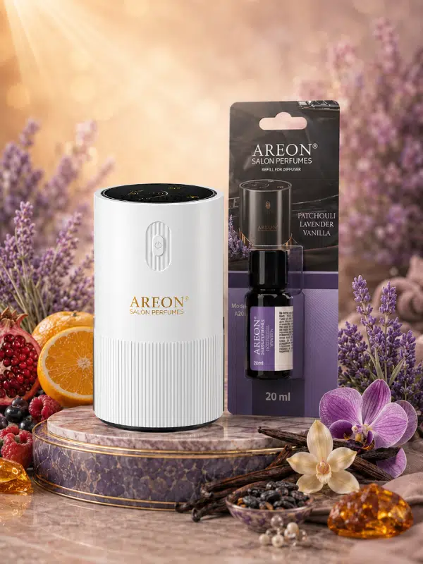 Areon Aromatik Difüzör Beyaz (Pleksi) + PATCHOULI LAVANDER VANILLA