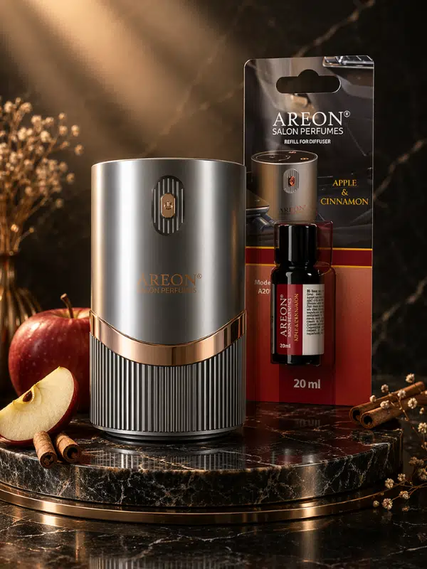 Areon Aromatik Difüzör Gümüş (Lux Metal) + Apple Cinnamon