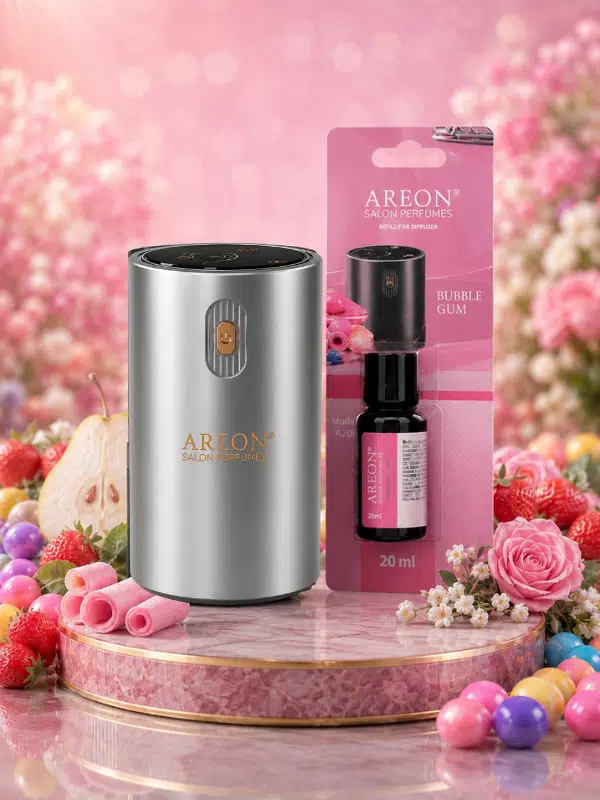 Areon Aromatik Difüzör Gümüş (Klasik Metal) + Bubble Gum