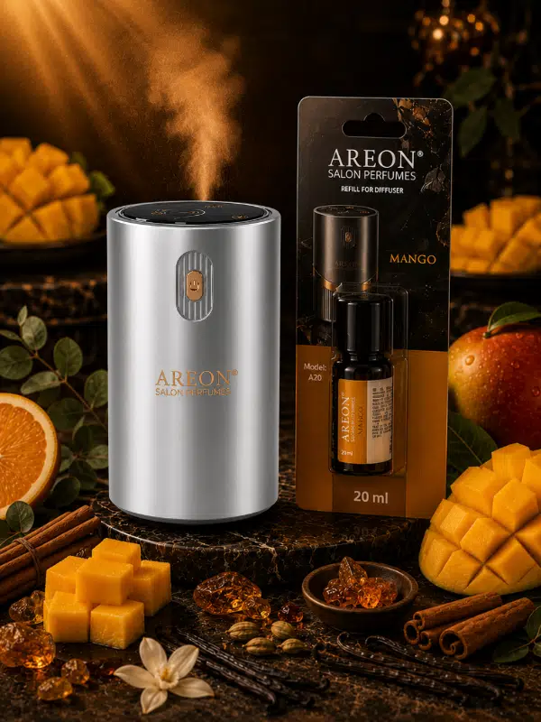 Areon Aromatik Difüzör Gümüş (Klasik Metal) + Mango