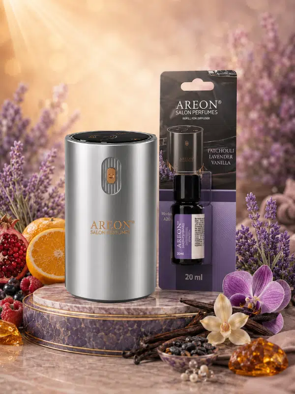 Areon Aromatik Difüzör Gümüş (Klasik Metal) + Patchouli Lavander Vanilla