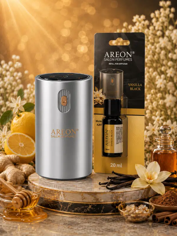 Areon Aromatik Difüzör Gümüş (Klasik Metal) + Vanilla Black