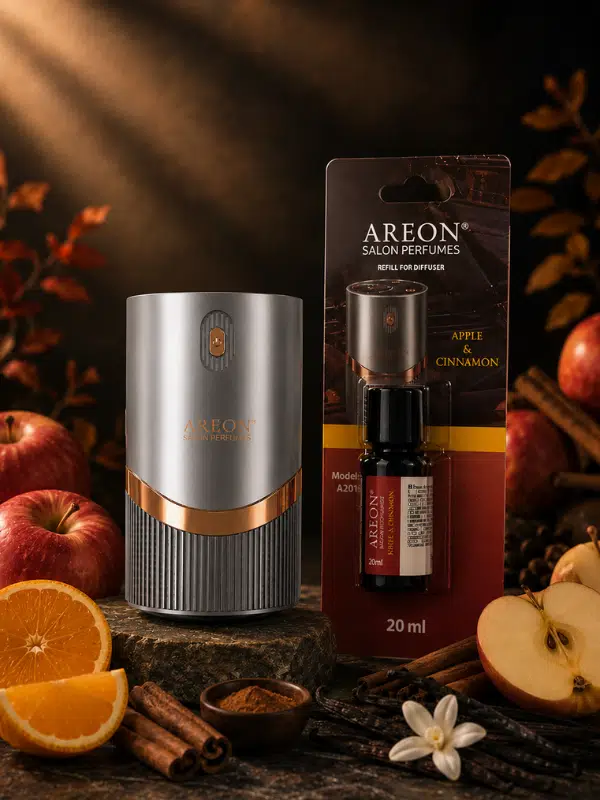 Areon Aromatik Difüzör Gümüş (Lux Metal) + Apple Cinnamon