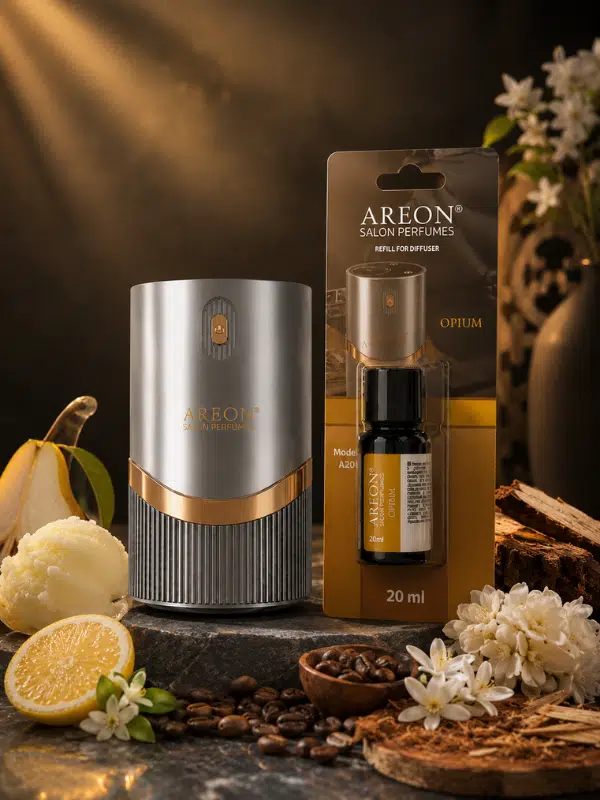 Areon Aromatik Difüzör Gümüş (Lux Metal) + Opium