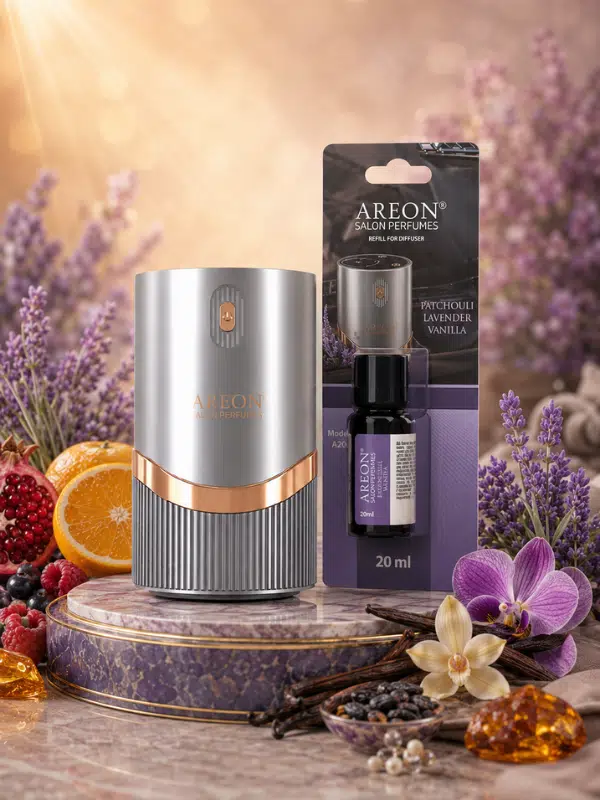 Areon Aromatik Difüzör Gümüş (Lux Metal) + Patchouli Lavender Vanilla