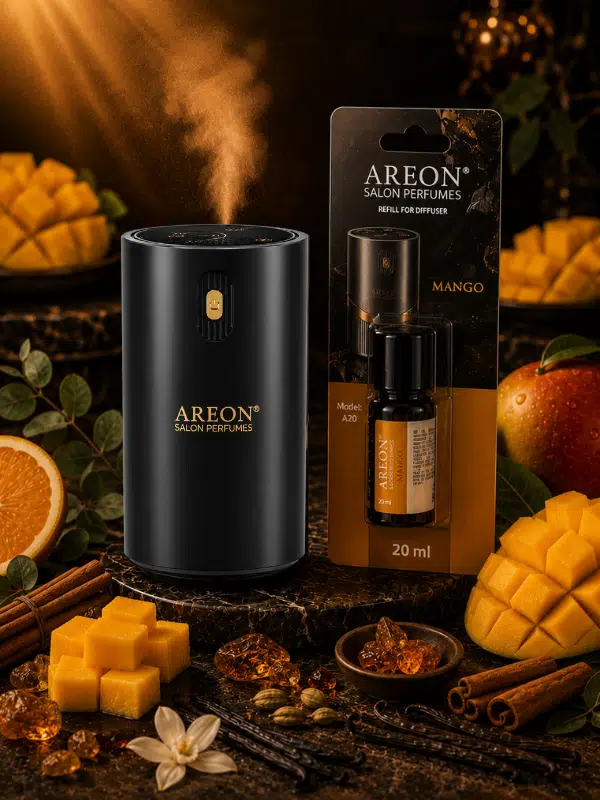 Areon Aromatik Difüzör Siyah (Klasik Metal) + Mango