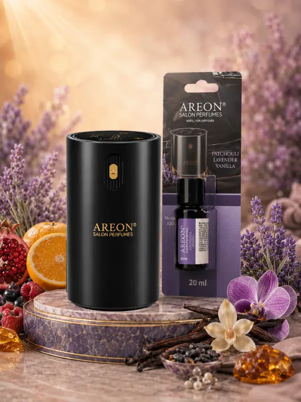 Areon Aromatik Difüzör Siyah (Klasik Metal) + Patchouli Lavender Vanilla 