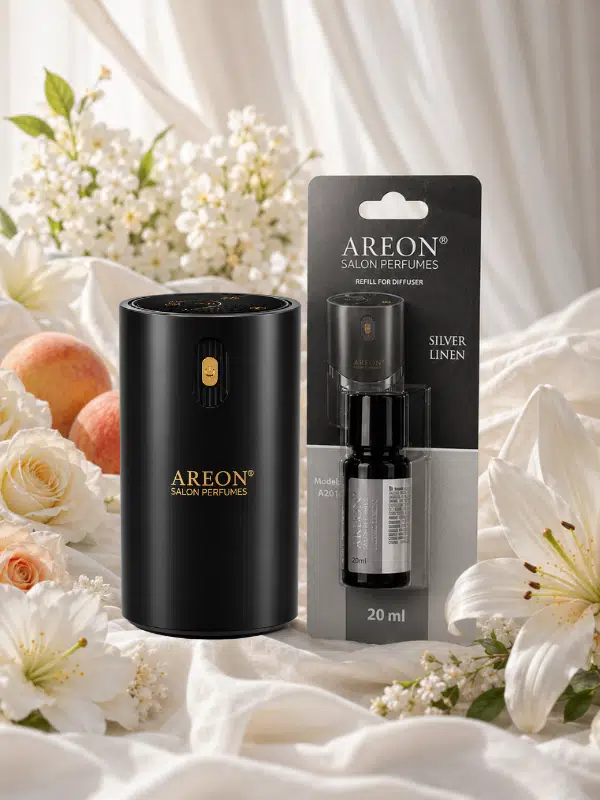 Areon Aromatik Difüzör Siyah (Klasik Metal) + Silver Linen