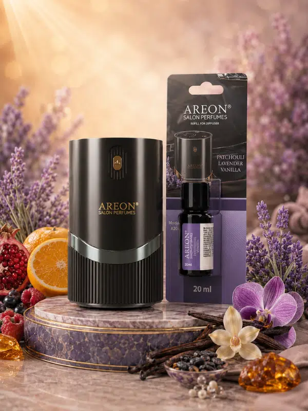 Areon Aromatik Difüzör Siyah (Lux Metal) + Patchouli Lavender Vanilla