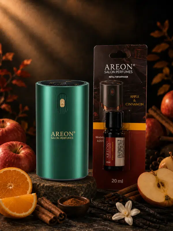 Areon Aromatik Difüzör Yeşil (Klasik Metal) + Apple Cinnamon
