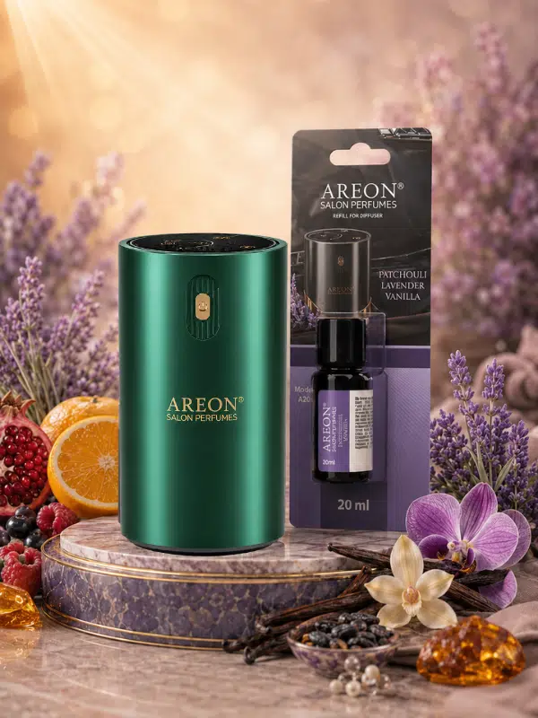 Areon Aromatik Difüzör Yeşil (Klasik Metal) + Patchouli Lavender Vanilla