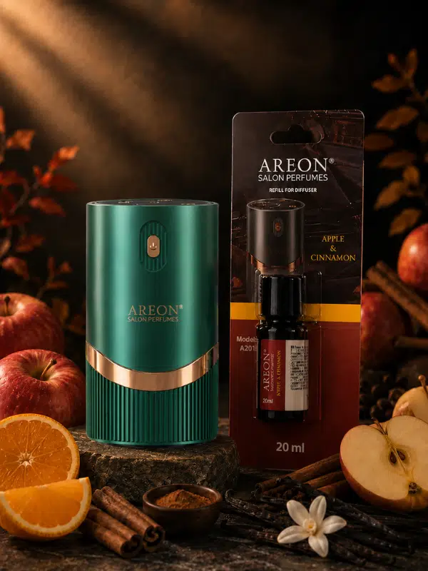 Areon Aromatik Difüzör Yeşil (Lux Metal) + Apple Cinnamon