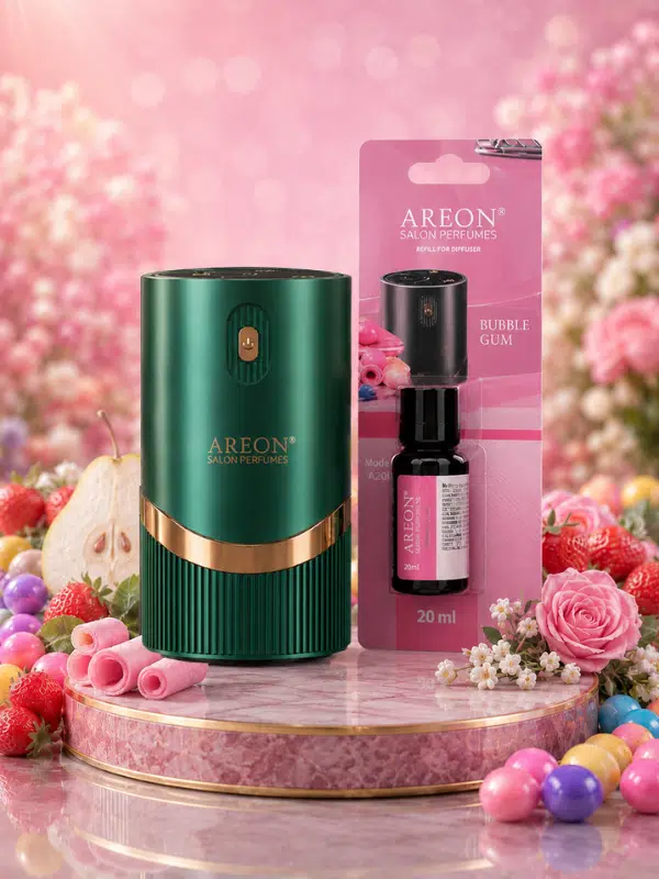 Areon Aromatik Difüzör Yeşil (Lux Metal) + Bubble Gum