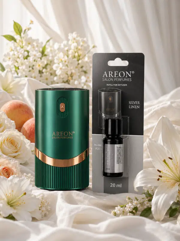 Areon Aromatik Difüzör Yeşil (Lux Metal) + Silver Linen