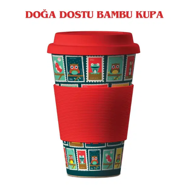 Balev Doğa Dostu Stamps (Red) Bambu Kupa 400 Ml